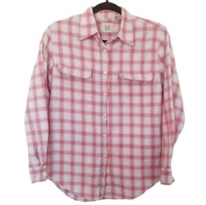 Gap Button Down Pink Shirt Size Small Top Long Sleeved Plaid Cotton